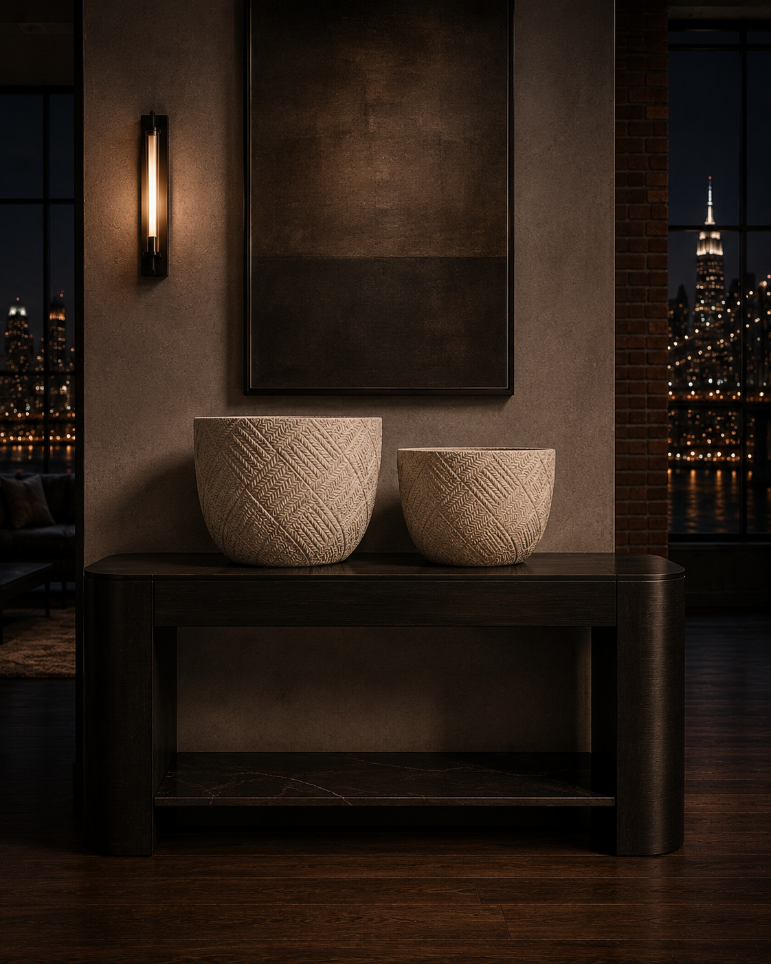 Round Concrete Jungle Planter (Set of 2)