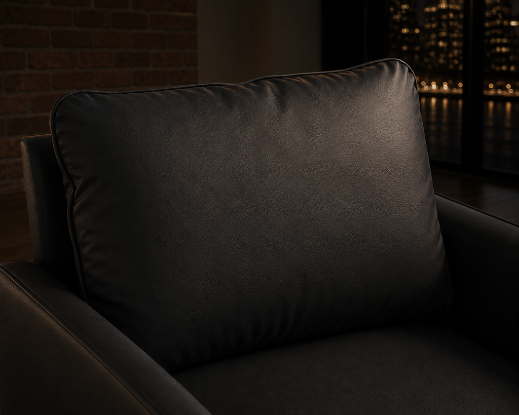 Throwback Black Leather Sofa Chair (Set of 2)