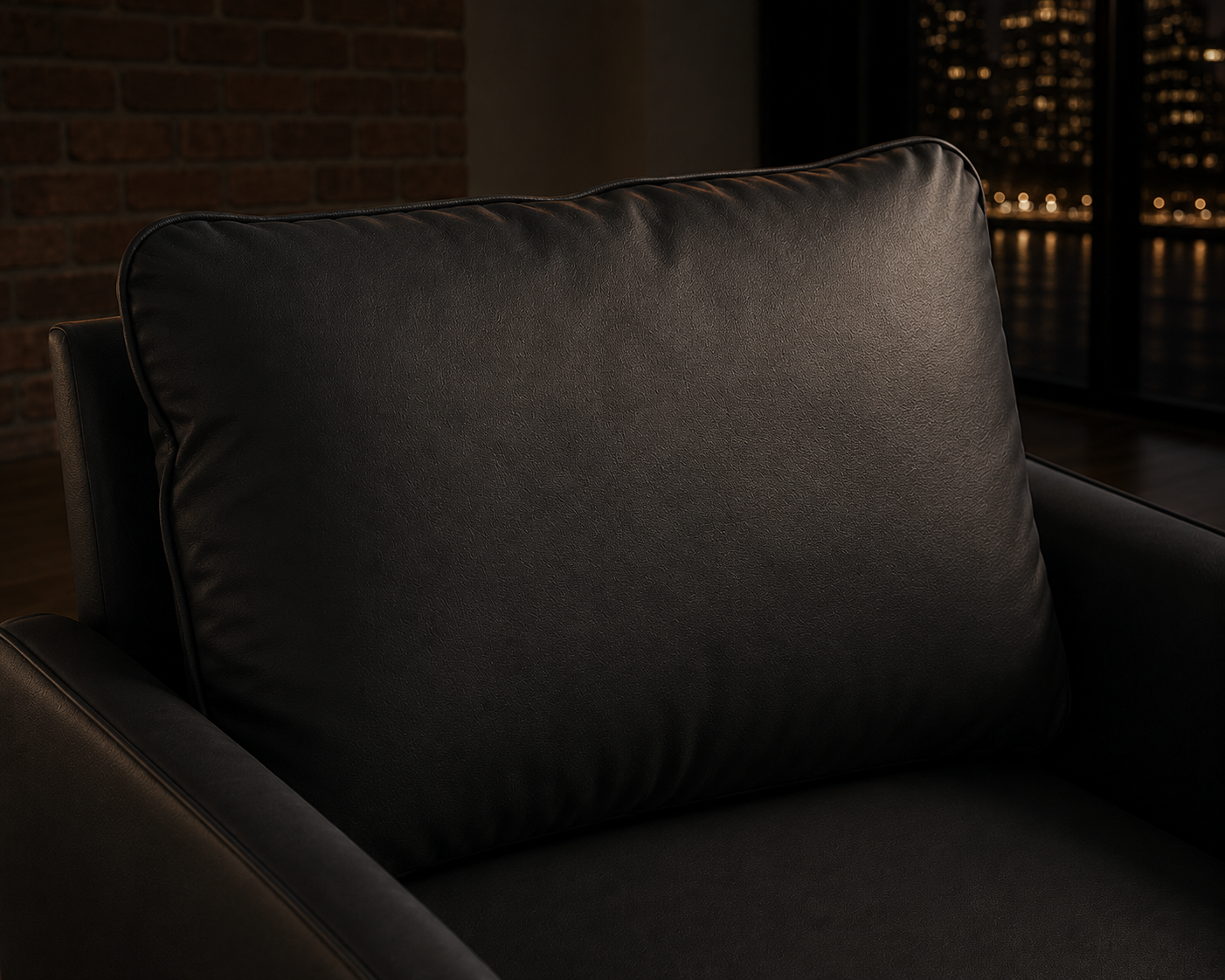 Throwback Black Leather Sofa Chair (Set of 2)
