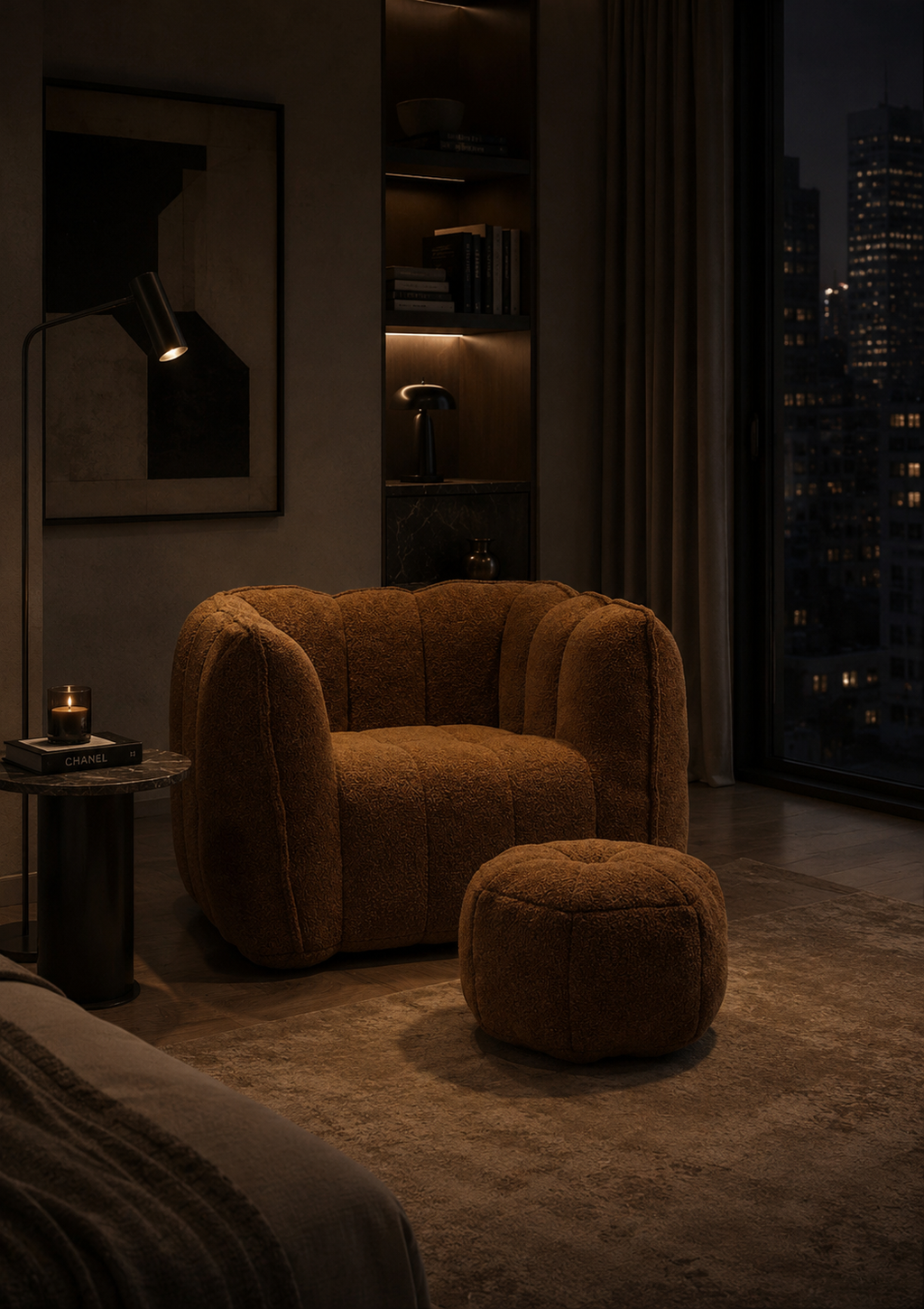 Uptown Cozy Bean Bag Chair with Ottoman