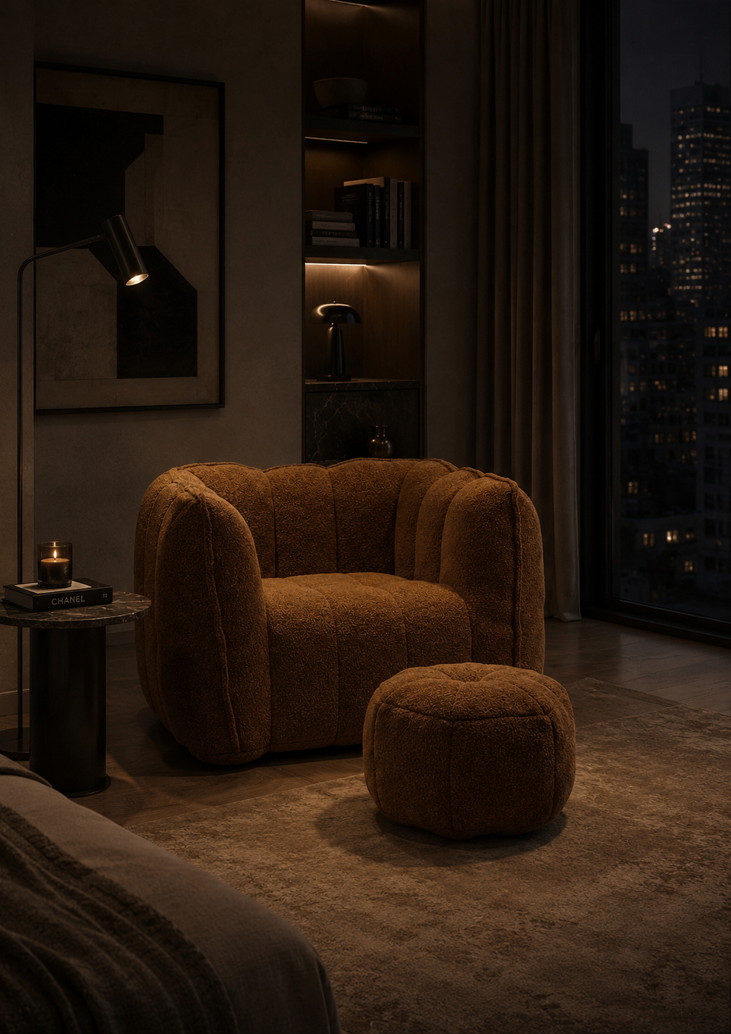 Uptown Cozy Bean Bag Chair with Ottoman