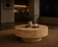 'On a Pedestal' Round Wood Coffee Table