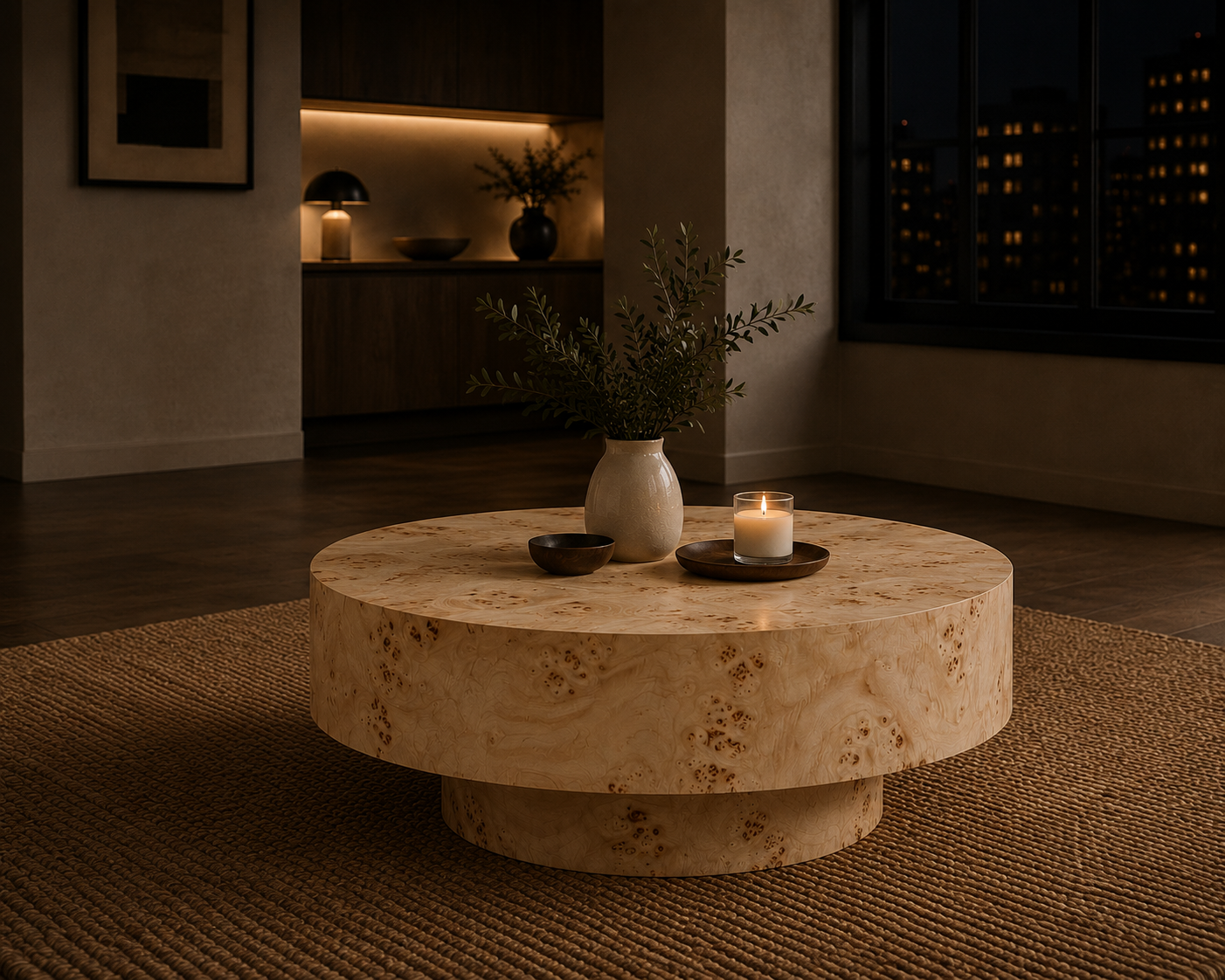 'On a Pedestal' Round Wood Coffee Table